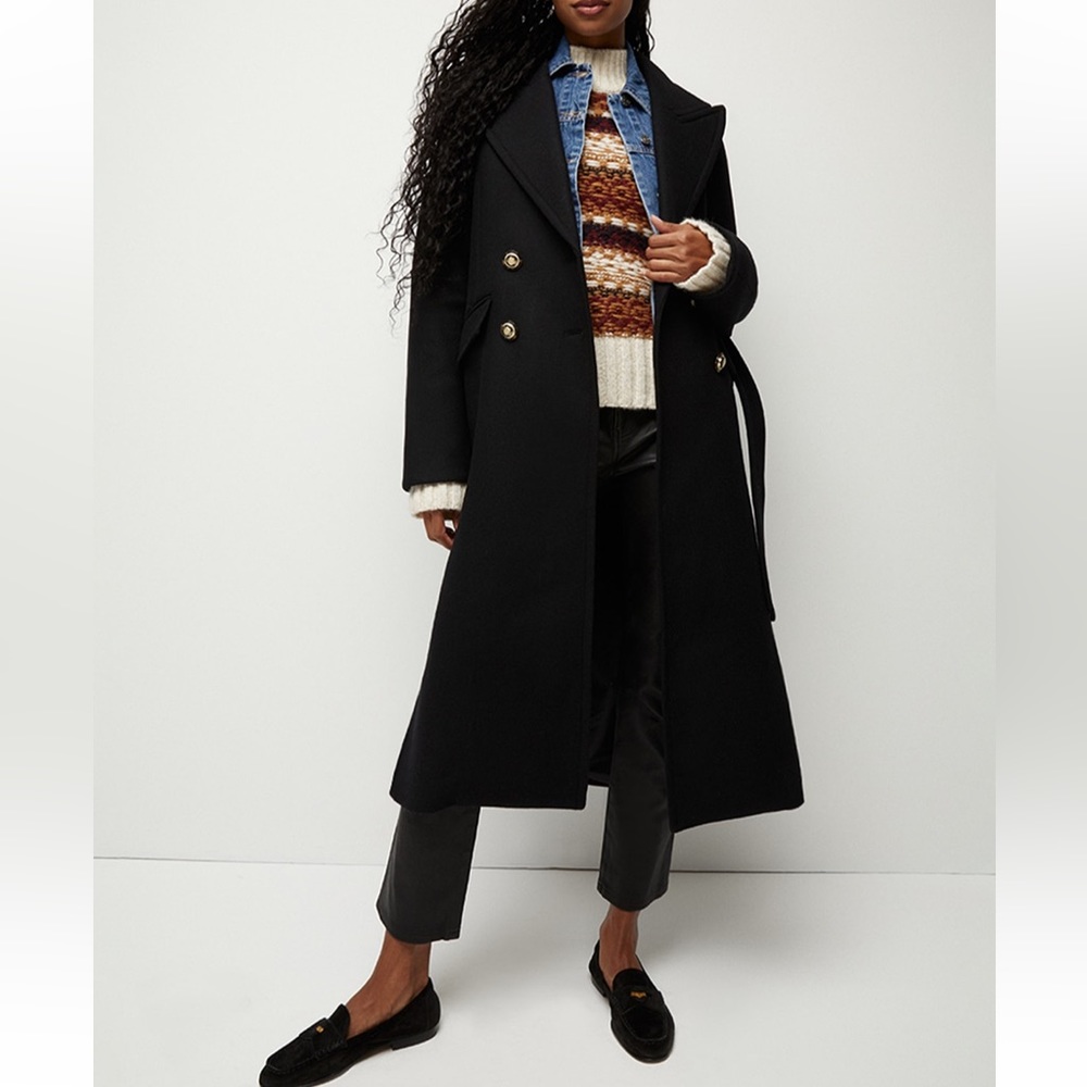 Veronica Beard Frattini Dickey Removable Tie Belt Wool Blended Coat,Black, S,NWT - Picture 6 of 8